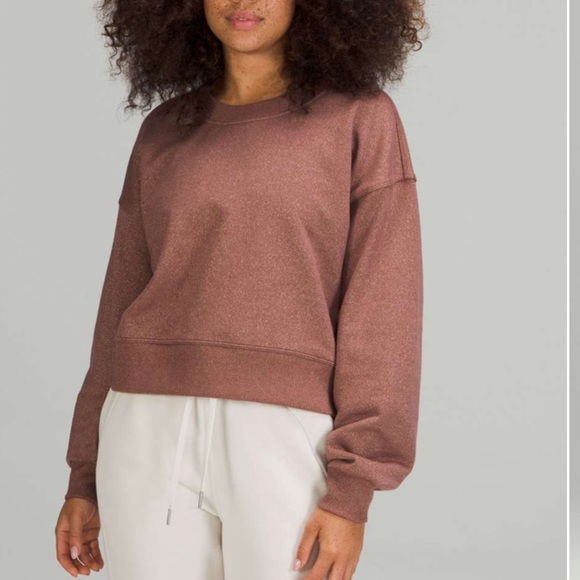 Lululemon perfectly oversized cropped crew *sparkle smokey topaz - Picture 1 of 5